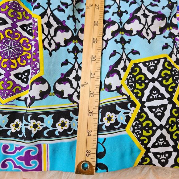 Cache Mini Blouson Dress Small Blue Purple Patchwork Boho Y2K Eclectic Artsy - Picture 11 of 11